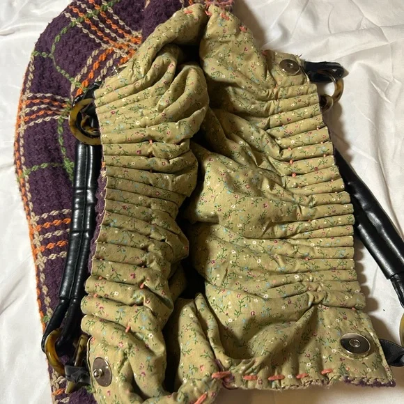 Women’s Oversized Bohemian Handbag Purse Cloth Plaid Unique Hippie - Picture 10 of 15